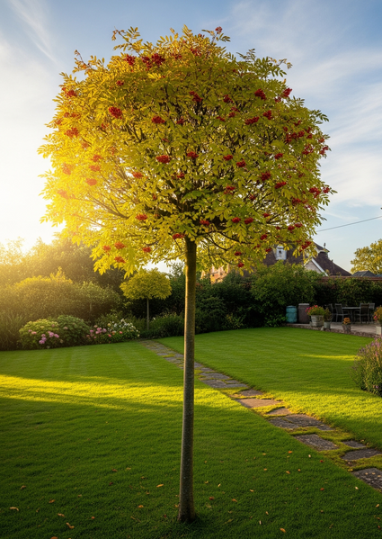 Sorbus aucuparia 'Sunshine' hoogstam boom na enkele groeijaren