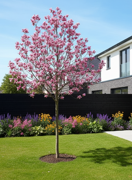 magnolia galaxy op hoge stam na enkele groeijaren in beschutte tuin