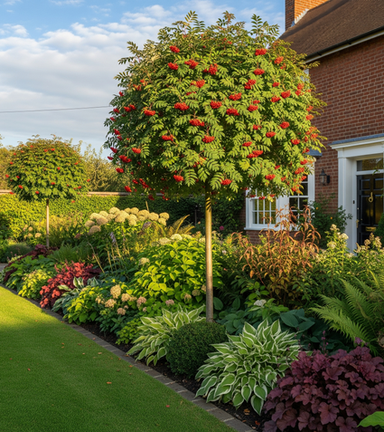 sfeerbeeld sorbus edulis na enkele jaren, voorbeeld strak gesnoeid