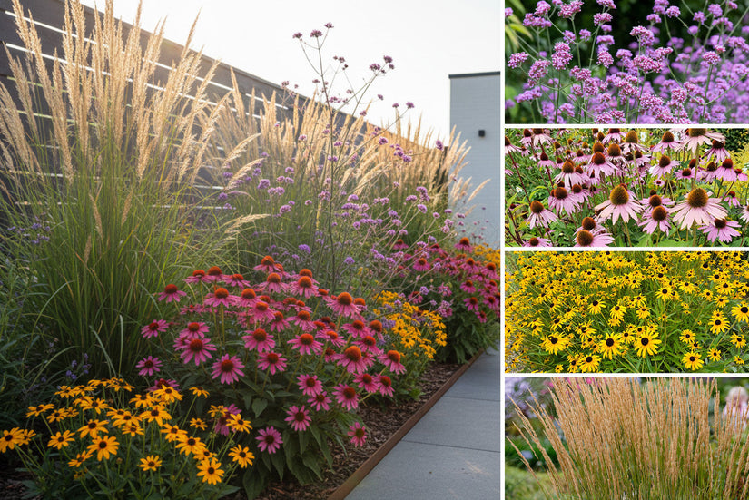 Borderpakket Rens - Prairieborder Vaste planten Paars, Roze & Geel