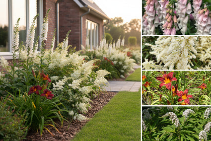 Borderpakket Zinzi - Voor een vochtige tuin - roze, rood & wit - Halfschaduw & zon