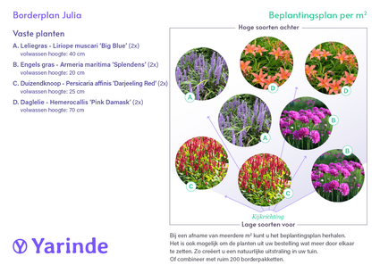 Borderpakket Julia - Vaste planten - Roze & Rood - Halfschaduw