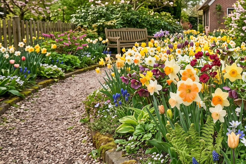 Narcis Trompet Mix wit/geel/oranje - 45 bloembollen
