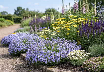 Nepeta faassenii met duizendblad, salie en blauw schapengras