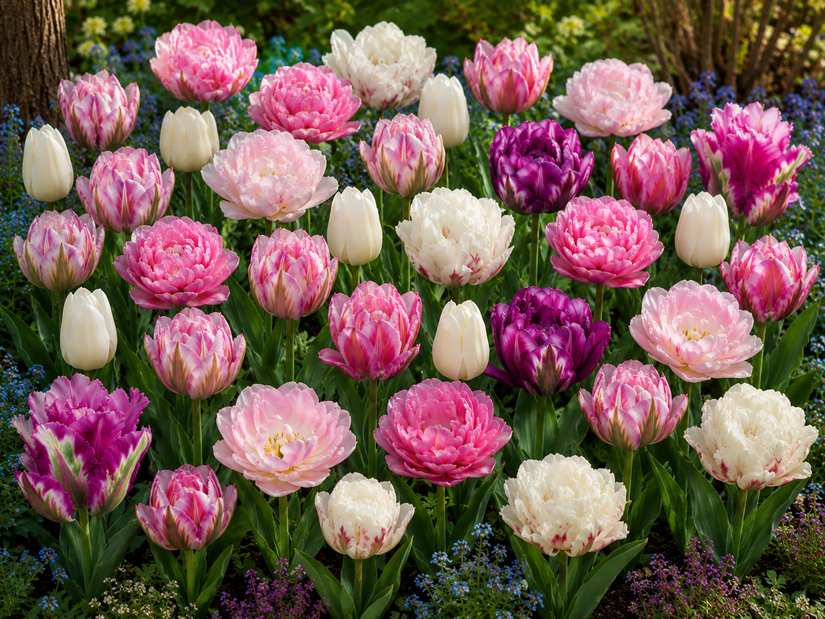 Bloembollen Tulp pakket: Mix 45 bloembollen paars, roze en wit