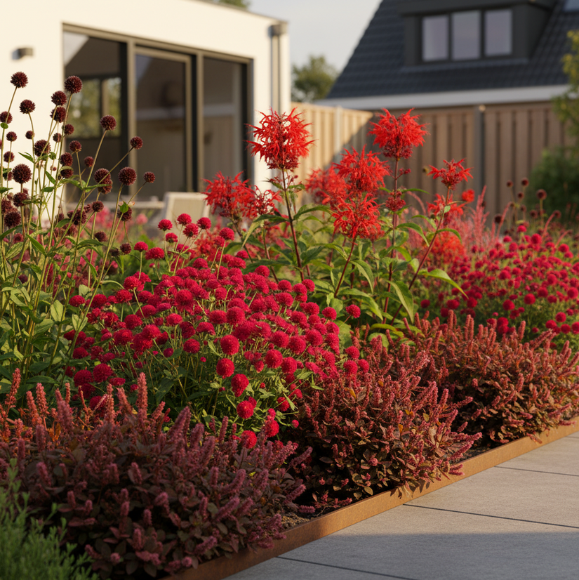 Borderpakket Dina - Vaste planten Prairietuin met rode bloemen - Zon