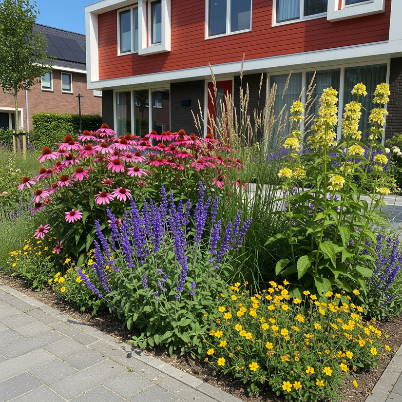 sfeerbeeld met ai borderpakket mara - lage gele plantjes horen niet bij pakket