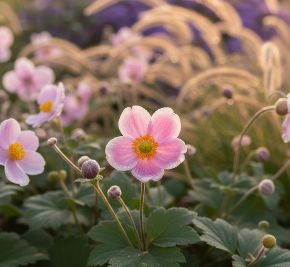 Herfstanemoon Lichtroze (Hoogte 100 cm) - Anemone hupehensis 'September Charm'