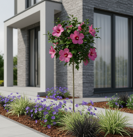 Heemstroos op stam - Hibiscus syriacus 'Woodbridge' Halfstam