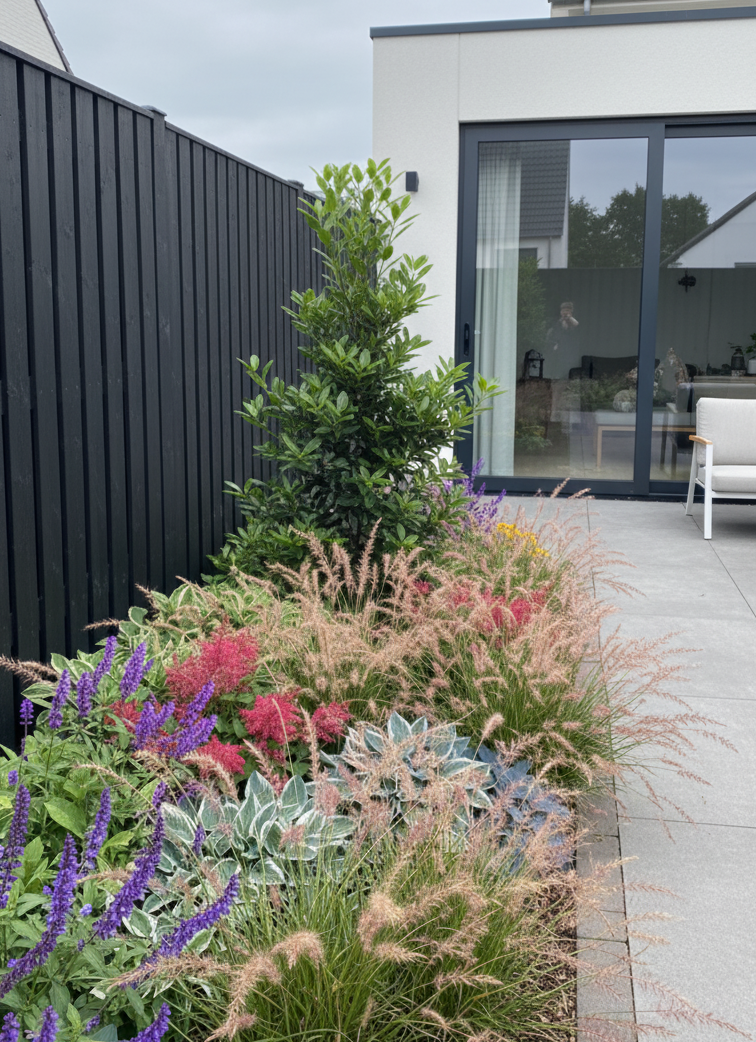 wintergroene ilex aquifolium matcht prachtig met vaste planten en siergrassen