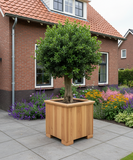 Plantenbak Hardhout Kubus 43 x 48 x 47 cm Kant en Klaar
