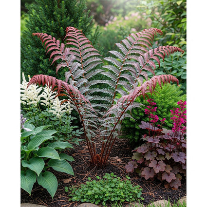 Wijfjesvaren - Athyrium nipponicum 'Red Beauty'